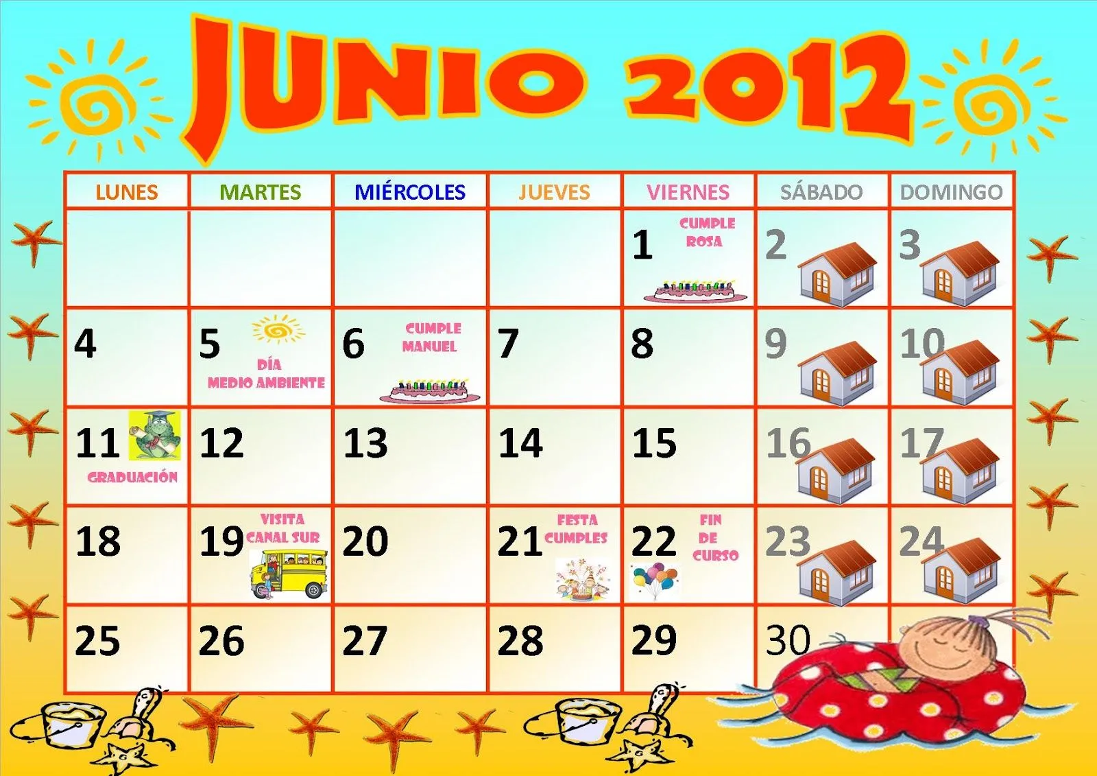 Los solecitos de Adela: Calendario JUNIO