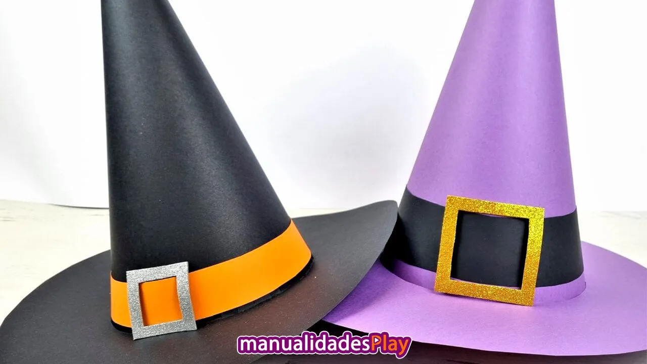Cómo hacer un sombrero de bruja con cartulina - Manualidades Play