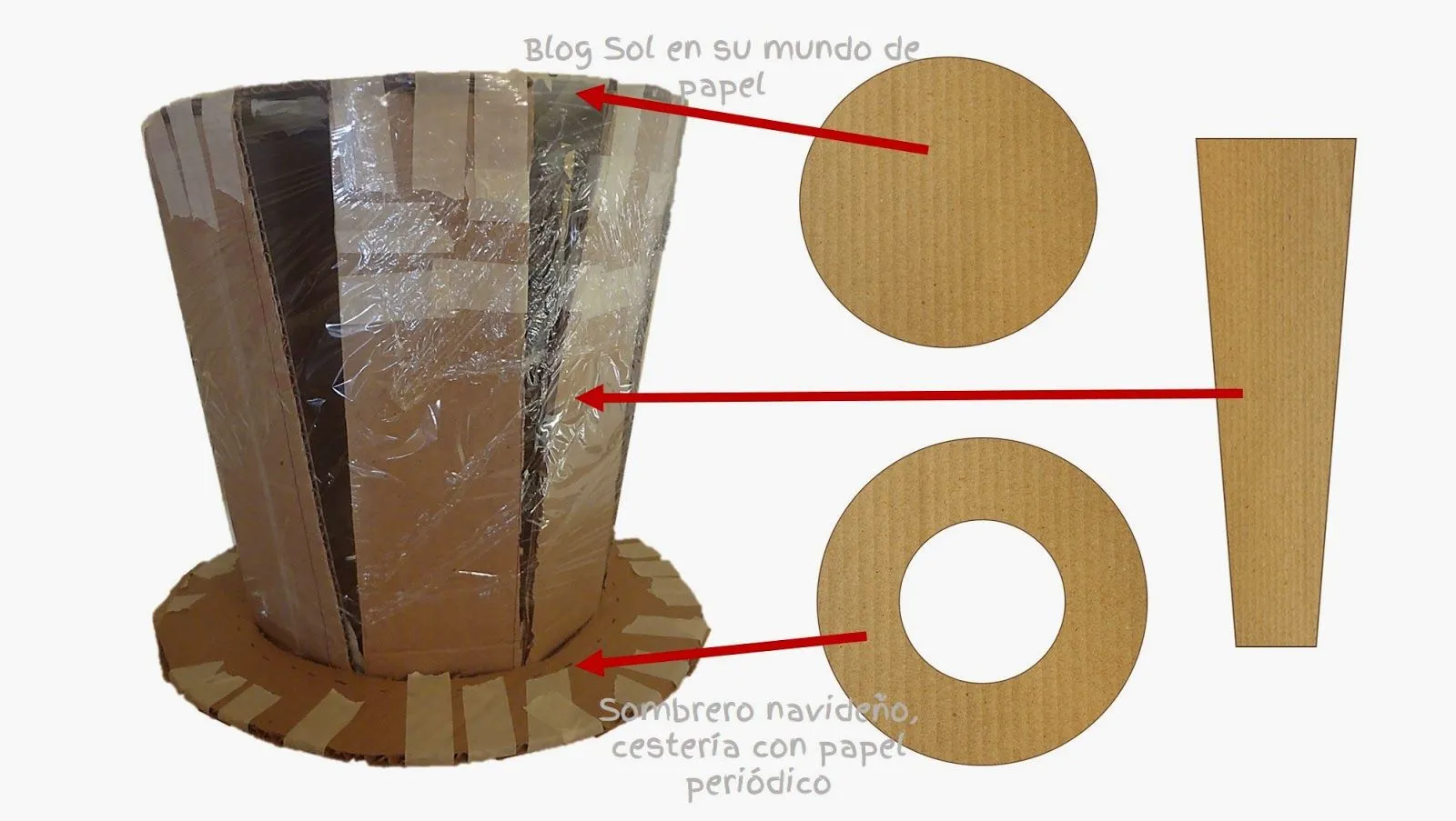 Sombrero navideño Cestería con papel periódico