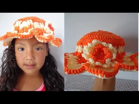 SOMBRERO DE PLAYA TEJIDO EN DOS COLORES PARA NIÑAS - YouTube