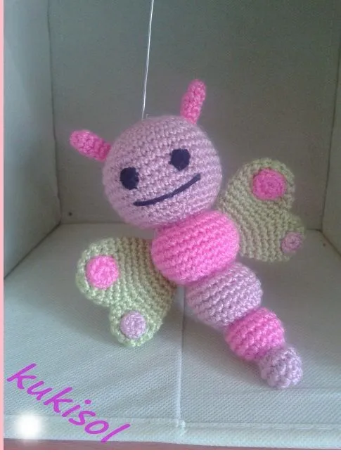 sonajero-mariposa | MIS CREACIONES DE AMIGURUMI | Pinterest