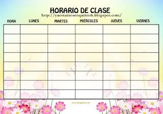 Sonrisas de Colores: Horarios escolares para imprimir y colorear