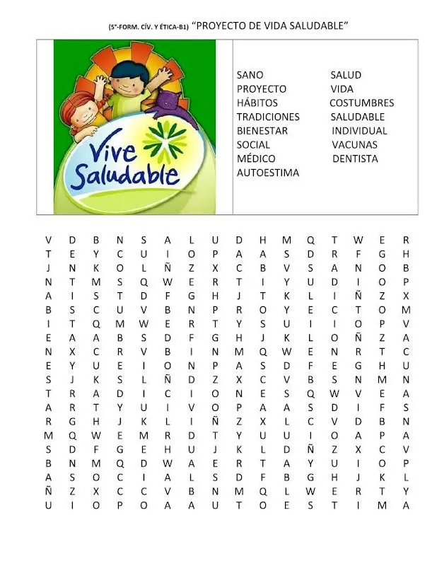 Sopa de letras sobre la alimentacion saludable - Imagui