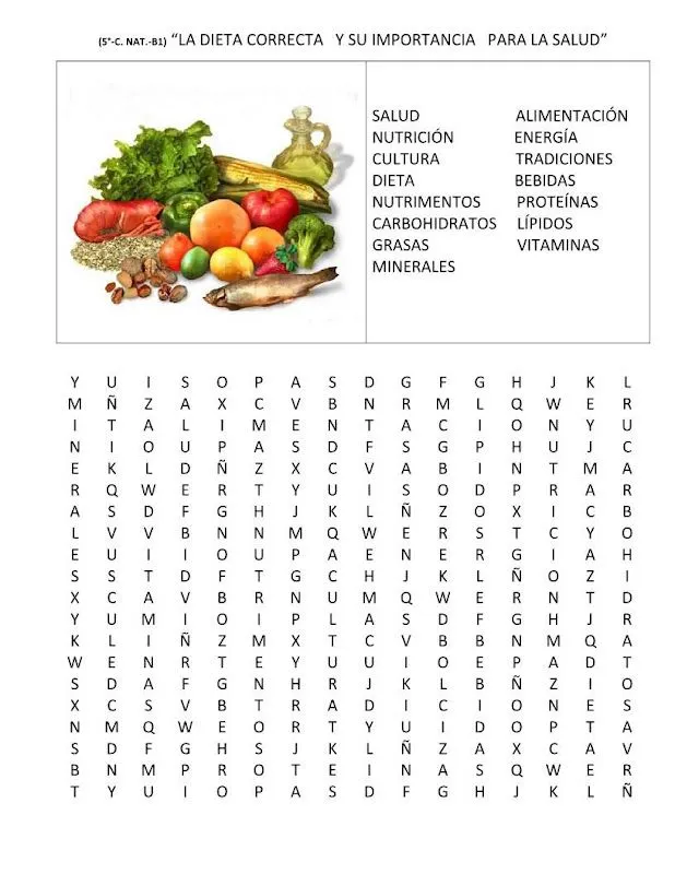 Sopa de letras de los alimentos - Imagui