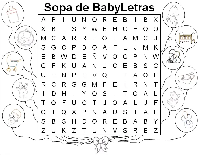 Sopa de letras bebé para imprimir - Imagui