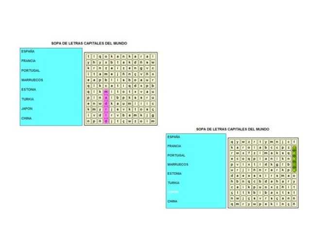 Sopa de letras Capitales del Mundo