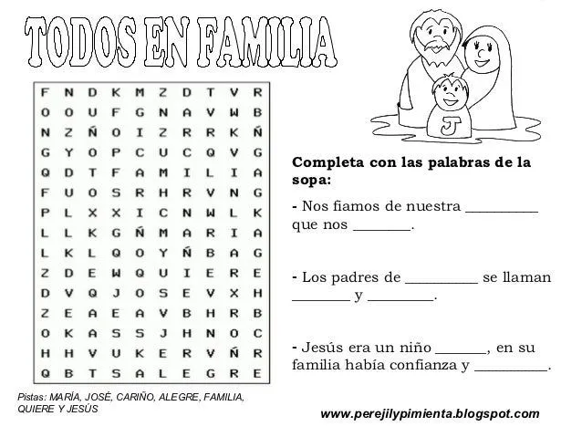 Sopa letras: Todos en familia