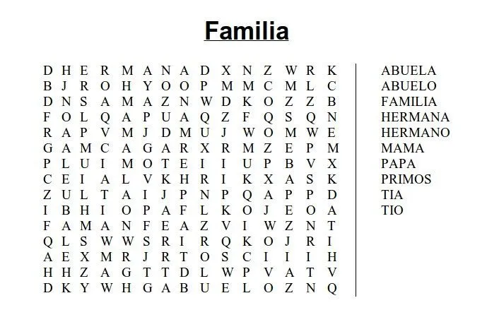 Sopa de letras: familia | educacion | Pinterest