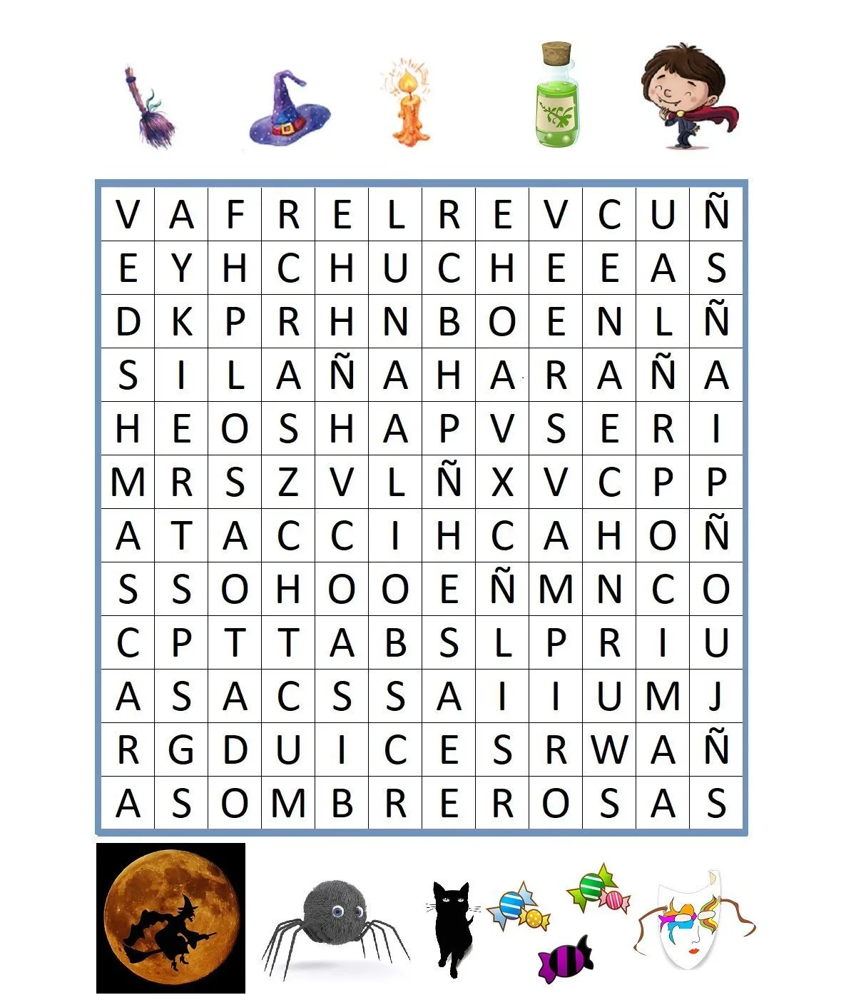 SOPA DE LETRAS DE HALLOWEEN - CuentosyRecetas