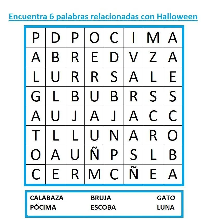SOPA DE LETRAS DE HALLOWEEN - CuentosyRecetas