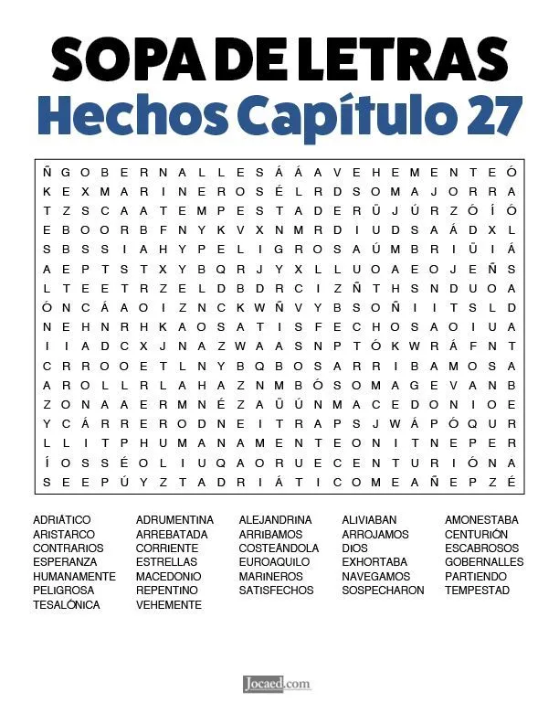 Sopa de Letras: Hechos Capítulo 27 | Buenos dias amiga frases, Sopa de  letras, Lecciones objetivas de la biblia