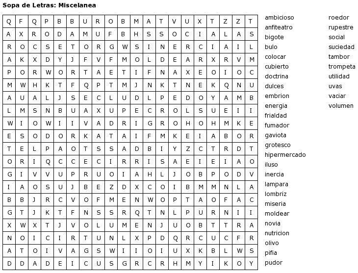 Sopas de letras para imprimir grandes - Imagui