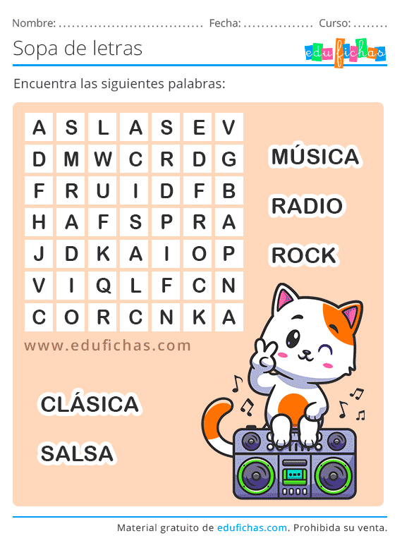 Sopa de Letras para Niños - Pasatiempos para Imprimir Gratis