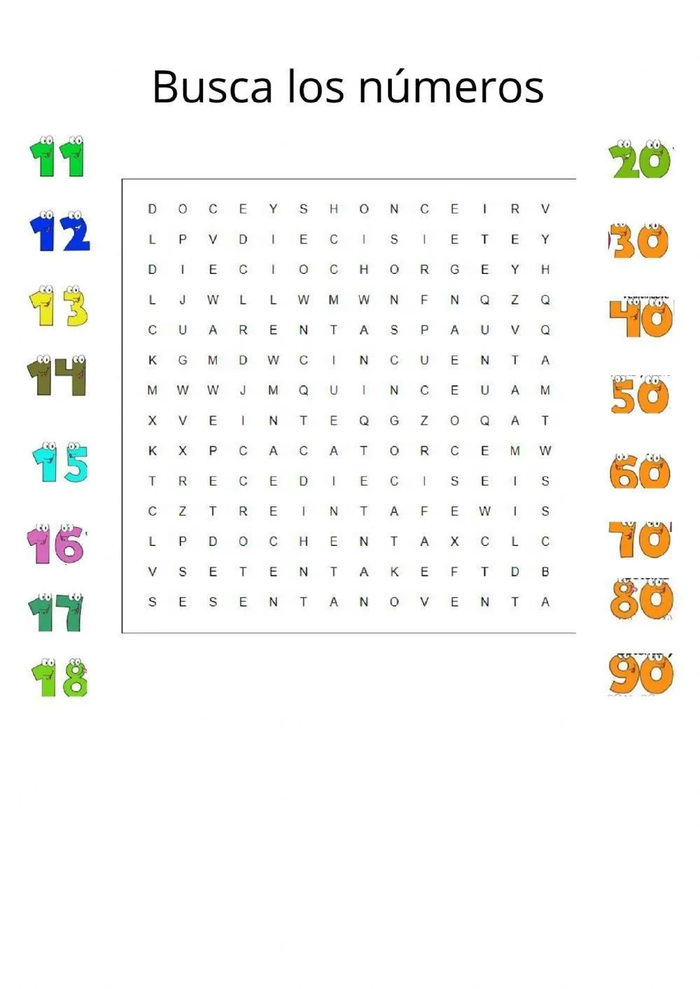 Sopa de letras Numeros 1-100 worksheet | Live Worksheets