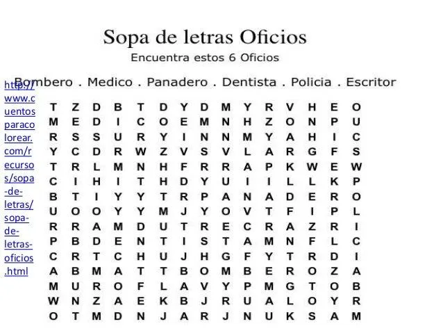 Sopa de letras oficios - Imagui