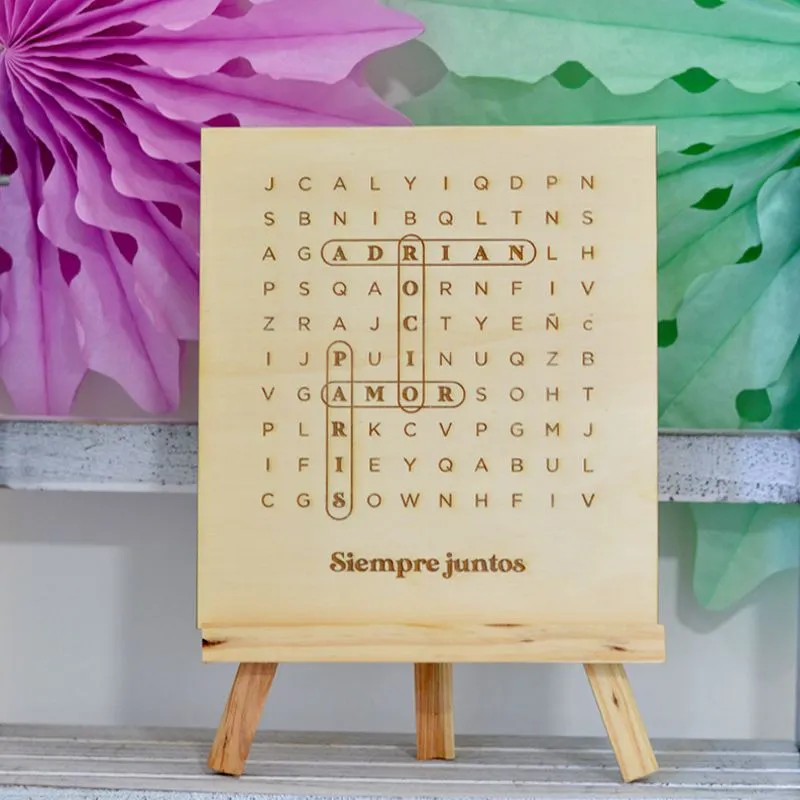 Sopa de letras personalizada madera - Lovely Toppers