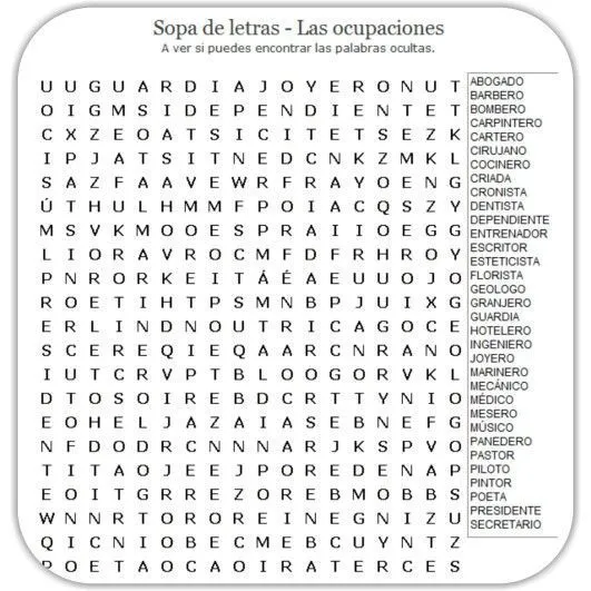 sopa de letras profesiones sopa de letras dificil | Sopa de letras dificil,  Sopa de letras, Sopas de letras para imprimir gratis