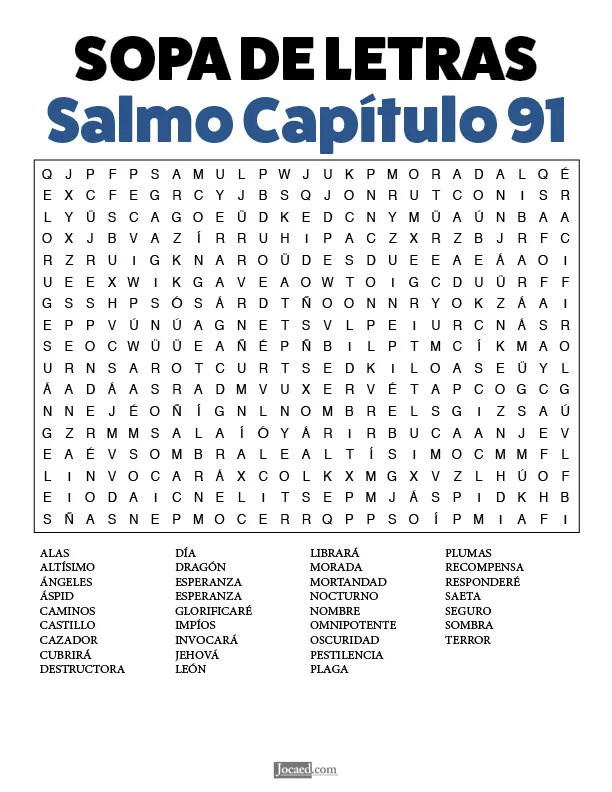 Sopa de Letras: Salmos Capítulo 91 | Lecciones objetivas de la biblia, Sopa  de letras, Sopas de letras para imprimir gratis