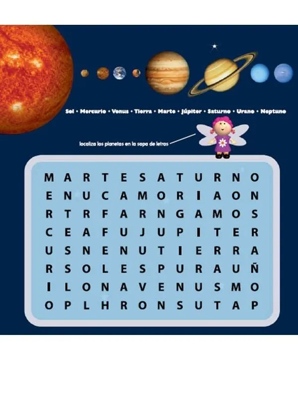 sopa de letras del sistema solar - LOS SECRETOS DEL ESPACIO