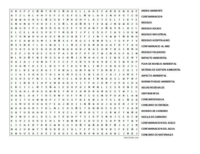 Sopa de letras taller ambiental