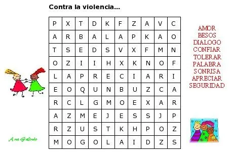 Sopa de letras sobre los valores para niños - Imagui