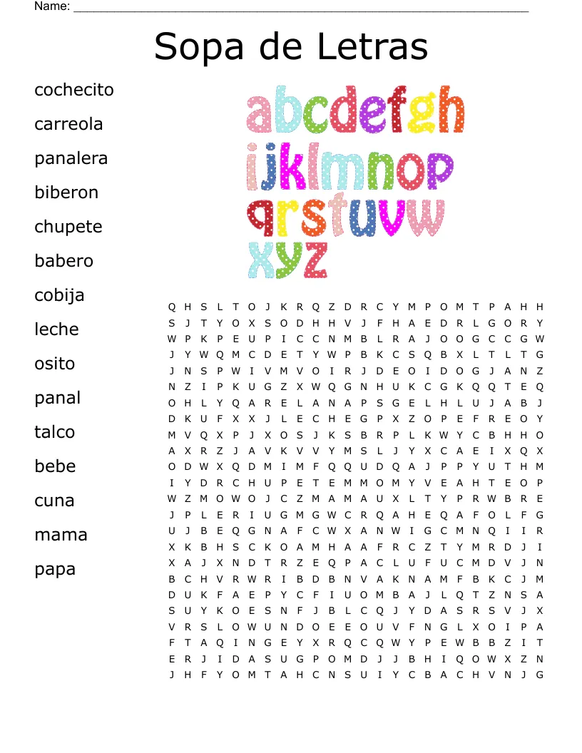 Sopa de Letras Word Search - WordMint