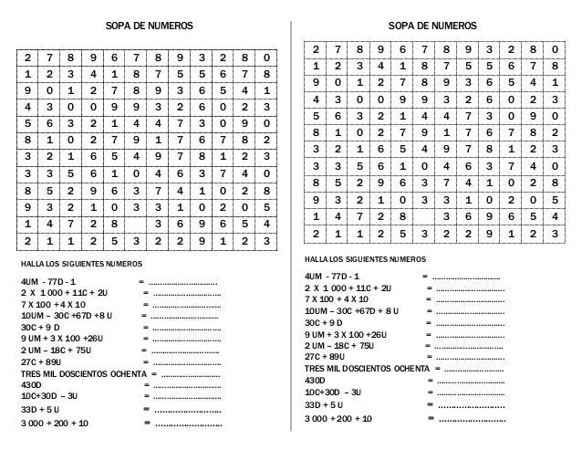 Sopa de numeros