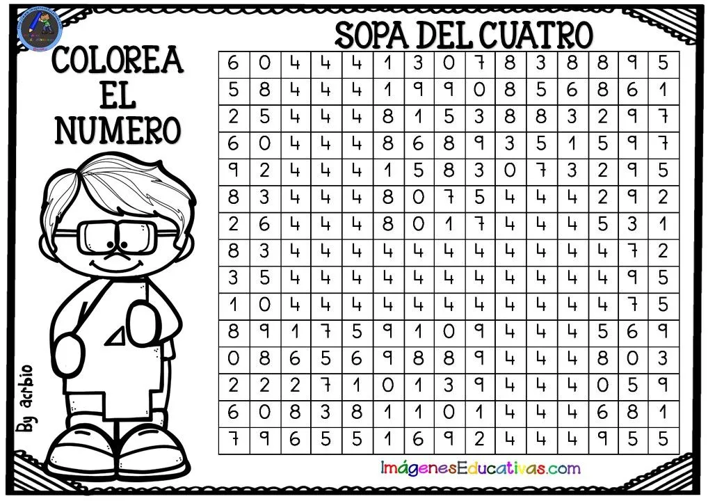 SOPA DE NÚMEROS PARA COLOREAR (5) – Imagenes Educativas