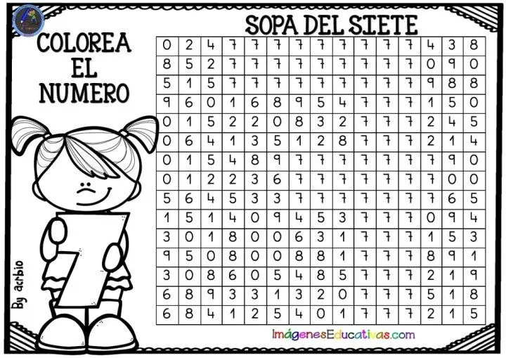 SOPA DE NÚMEROS PARA COLOREAR – Imagenes Educativas