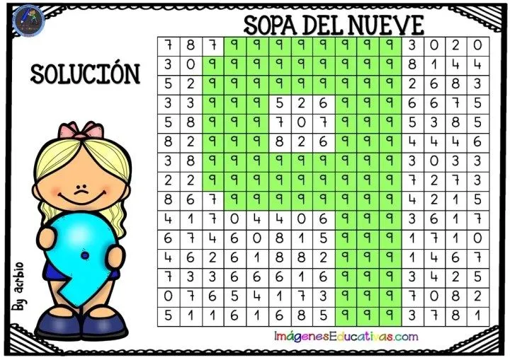 SOPA DE NÚMEROS PARA COLOREAR – Imagenes Educativas