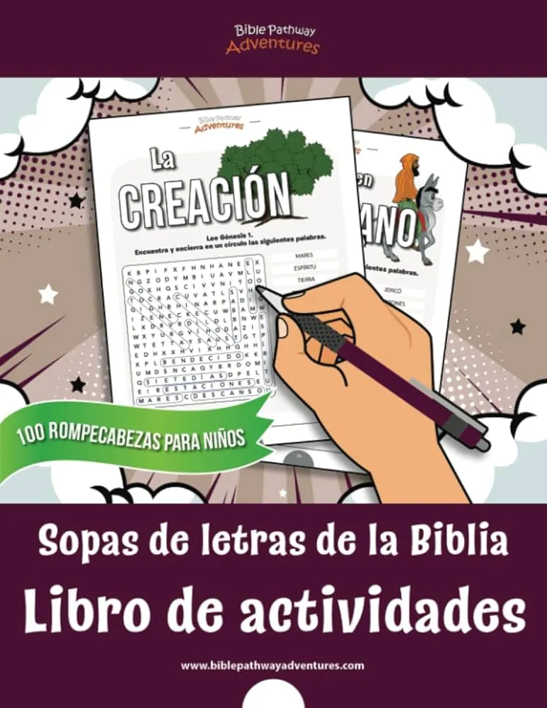 Sopas de letras de la Biblia: Libro de actividades: 100 rompecabezas para  niños (Spanish Edition) : Adventures, Bible Pathway, Reid, Pip:  Amazon.com.mx: Libros