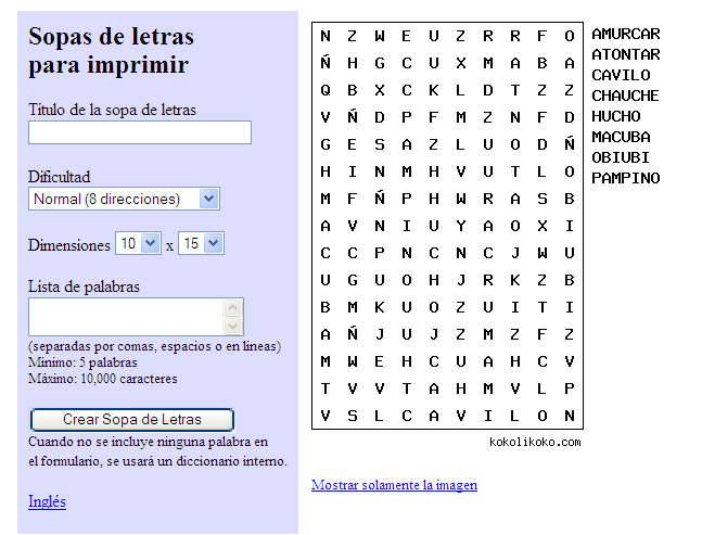 Sopas de letras para imprimir | VES Newsletter's Weblog