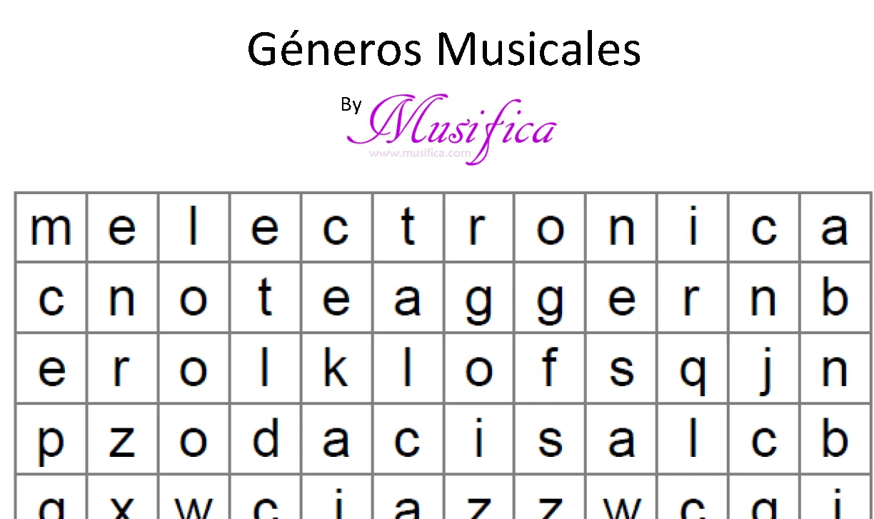 Sopas de Letras Musicales (1) - Musifica