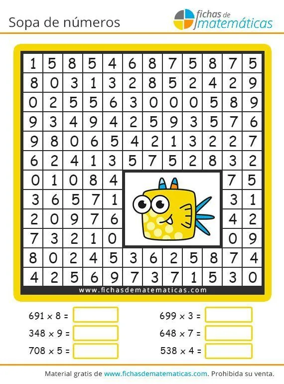 Sopas de números con multiplicaciones en 2023 | Sopa de numeros, Fichas de  matematicas, Juegos de matemáticas