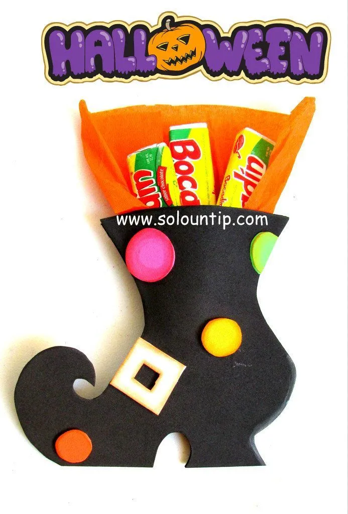 Souvenir para halloween-dulcero en goma eva -foami-zapato de bruja -DIY | Chuches de halloween, Cosas de halloween, Dulceros halloween