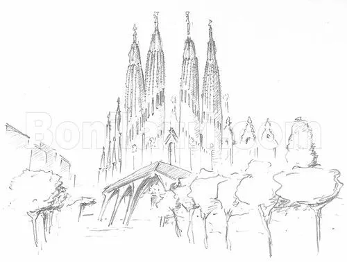 Spain, View of the Sagrada Familia by Antoni Gaudì in Barcelona ...