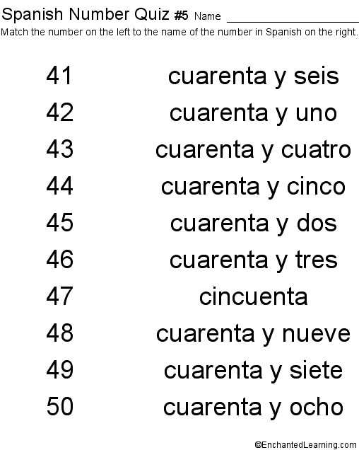 Spanish Numbers Quiz #5 Printout: CHILDREN'S DICTIONARY