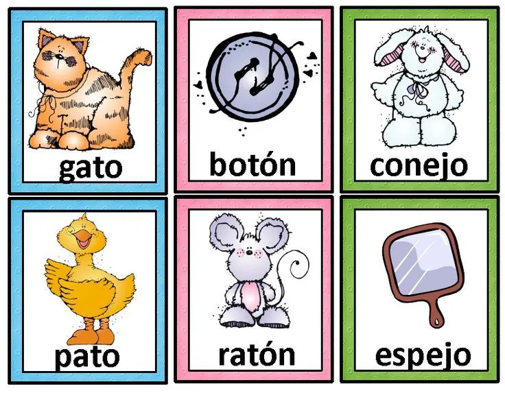 Spanish Rhyming Words. Tarjetas de palabras que riman