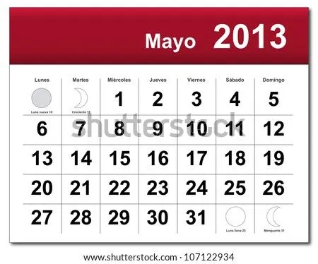 Spanish Version Of May 2013 Calendar. Calendario De Mayo De 2013 ...