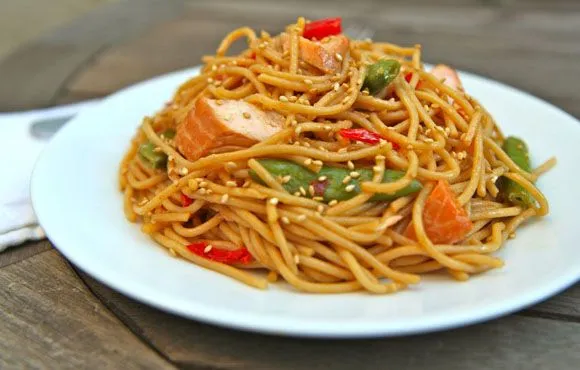 Spicy Hoisin Glazed Salmon Spaghetti Recipe