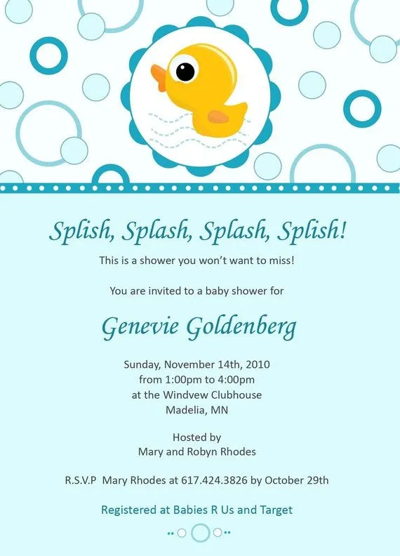 Splish Splash goma patito bebé ducha invitación por PlayfulPrints