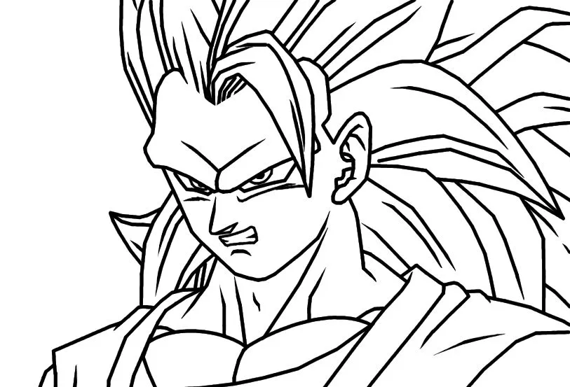 SSJ3 Goku - Angry Line Art by ~JohnSeppala on deviantART