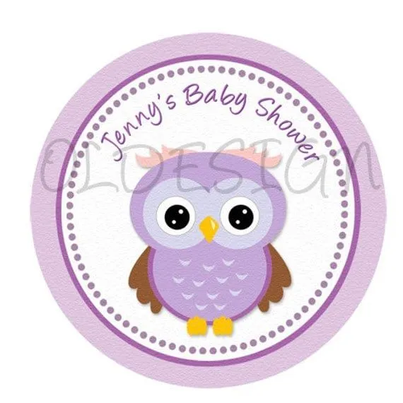 Sticker de buho para baby shower de niña por MySweetLittleOwl