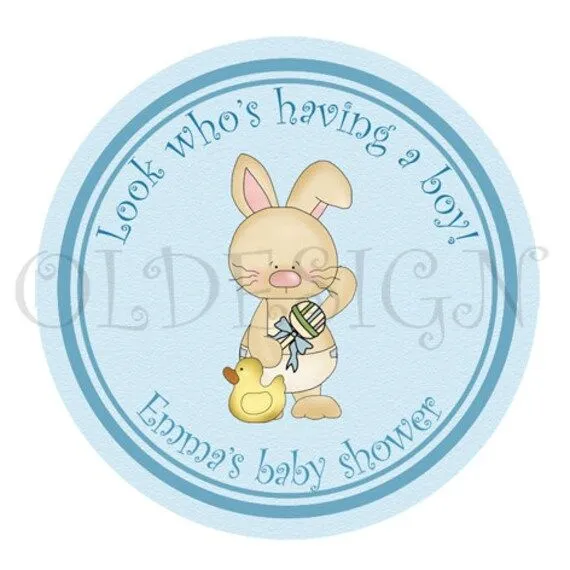 Sticker de conejo bebe para baby shower de niño. por OLDesign