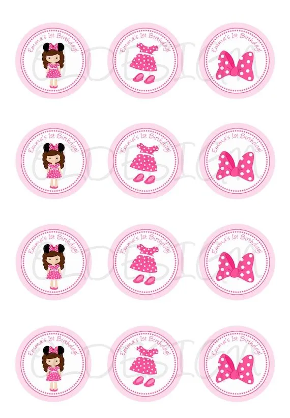 Minnie Mouse. Stickers cupcake toppers etiquetas para por OLDesign