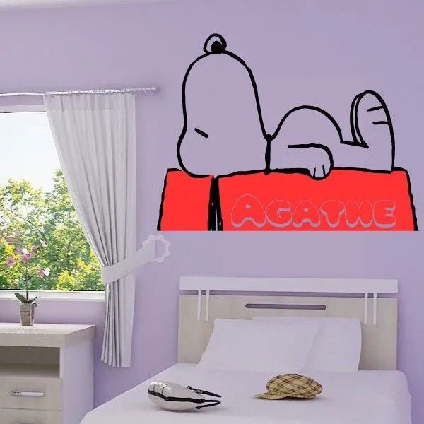 Stickers Mural Snoopy dort - bi-color - Choix Taille et Couleur | eBay