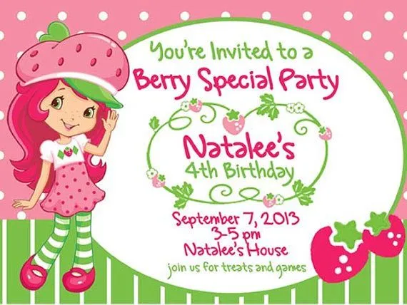 Strawberry Shortcake Birthday Party Printable Invitation