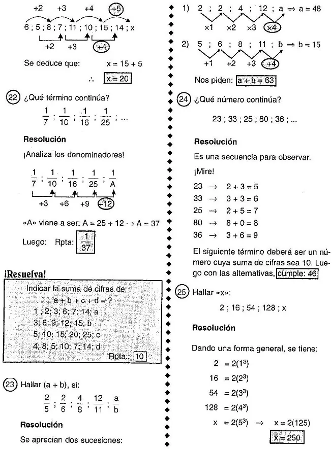 Sucesiones Numéricas - Ejercicios Resueltos - Psicotecnico « Blog ...