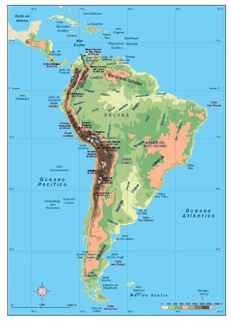 Sudamérica físico - Mapas murales personalizados, laminados, forex ...