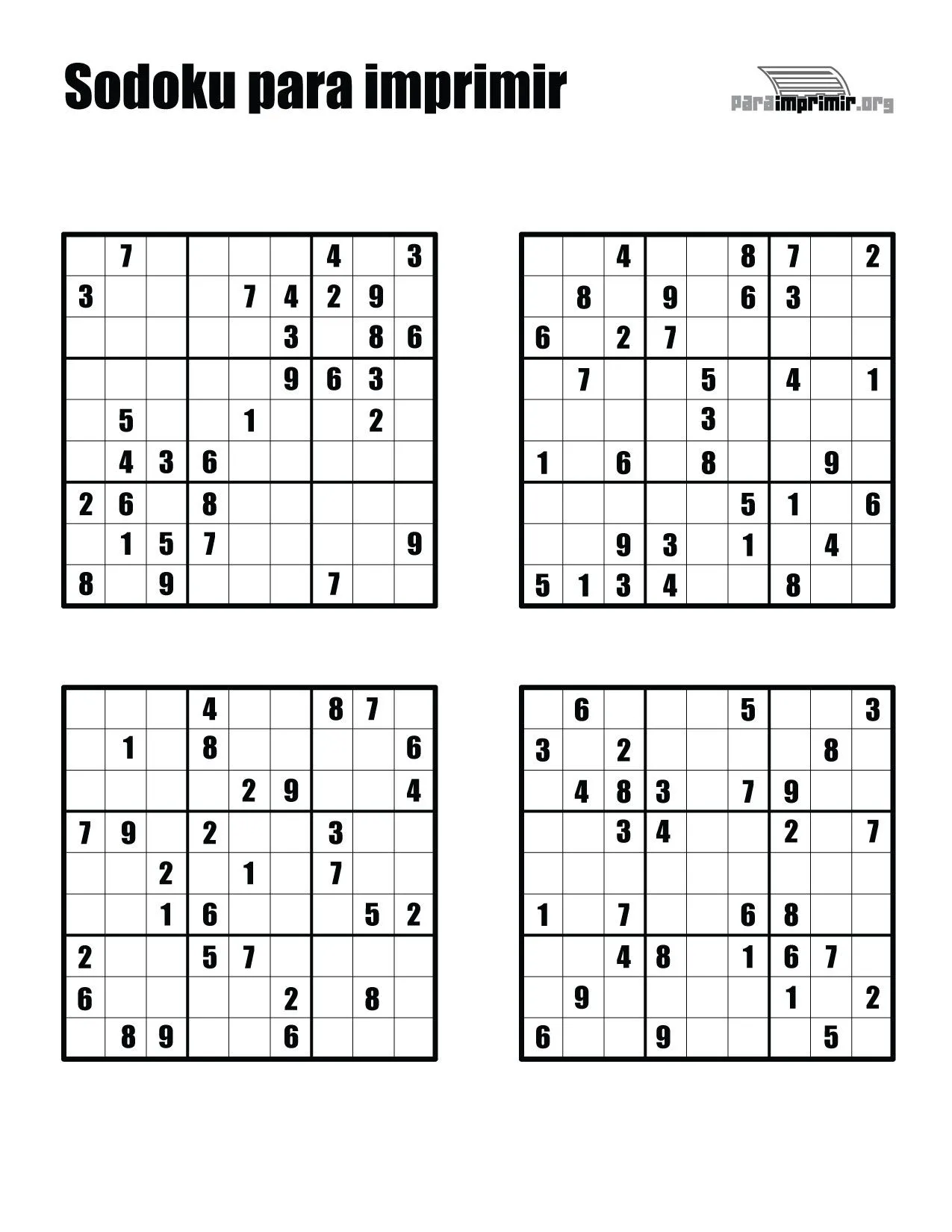 Sudoku para imprimir